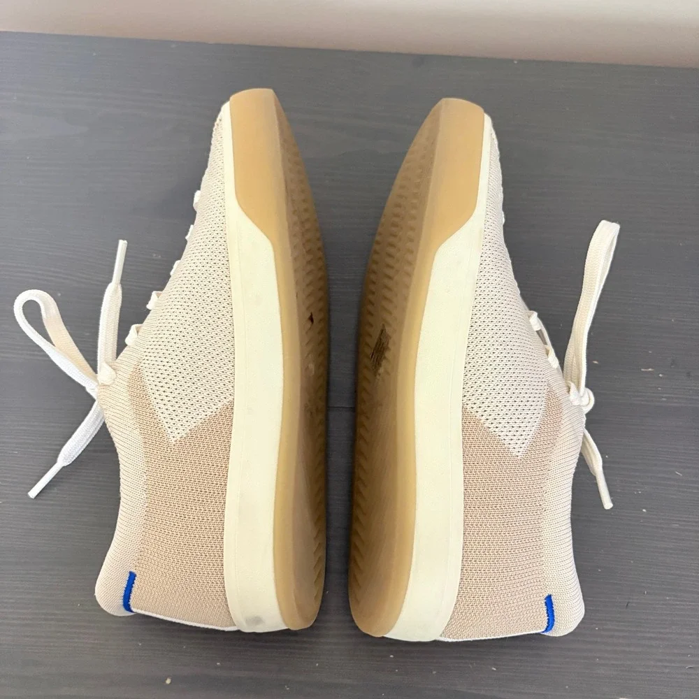 Rothy's Sneakers The Lace Up Size 6 Light Beige Knit Sustainable Biscuit